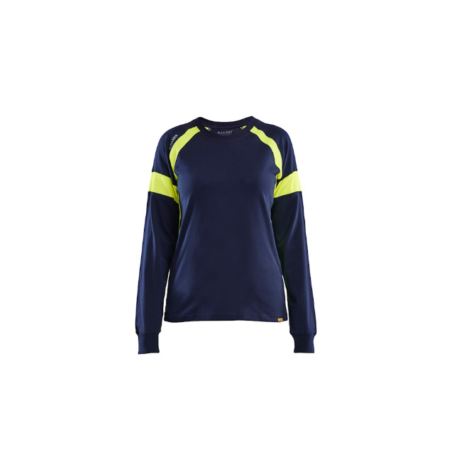 T-SHIRT LÅNGÄRMAD MED VARSEL DAM MARINBLÅ/VARSELGUL XXXL | Beijerbygg Byggmaterial